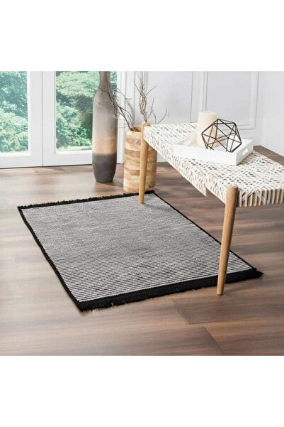 PAN HOME سجادة شينيل لوكس المنسوجة المسطحة 60×90 سم - أسود