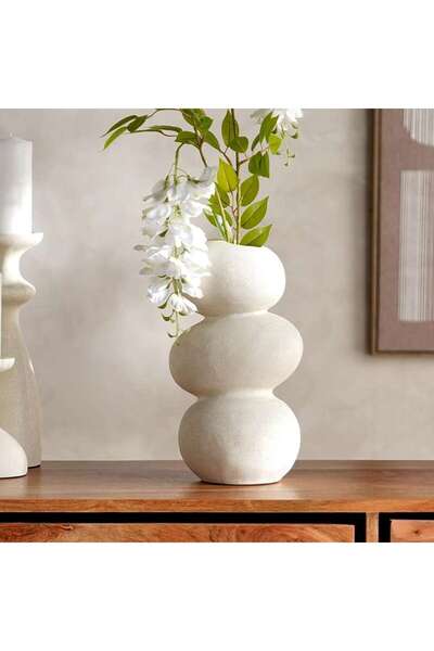 PAN HOME مزهرية ديكور من البولي ريزين من ليفي 18x14.5x32.5 سم - بيج