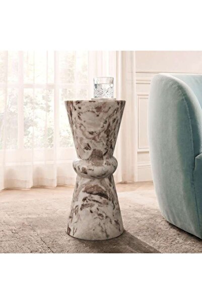 PAN HOME Marmora End Table Marble - Brown