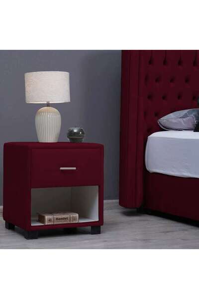 PAN HOME Emirates Single Drawer Night Stand-velvet~maroon