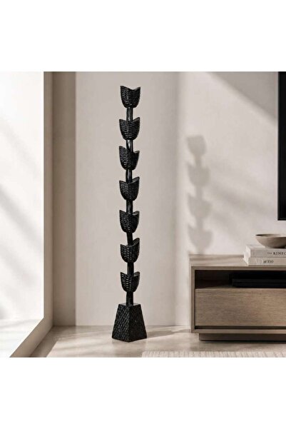 PAN HOME Evorve Wood Leftish Handcarved Totem Floor Sculpture 20x20x183cm - B...