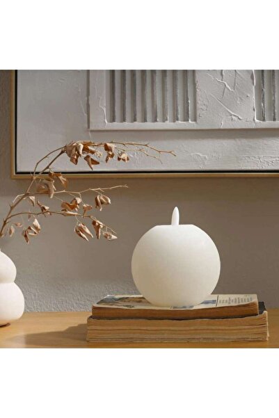 PAN HOME Majestic Led Real Wax Ball Shape Candle With Rustic Surface Dia10x8....