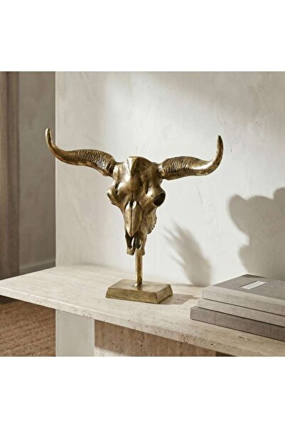 PAN HOME Renault Metal Abstract Bull Skeleton Figurine 53x14.5x53cm - Gold