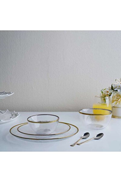 PAN HOME Demetra Gold Rim Charger Plate Dia27cm - Clear