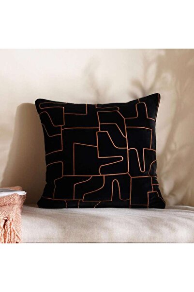 PAN HOME Abstract Velvet Embroidery Cushion Cover 50x50cm - Black