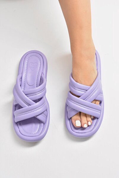 Fox Shoes Lila Kalın Bantlı Terlik K848220209