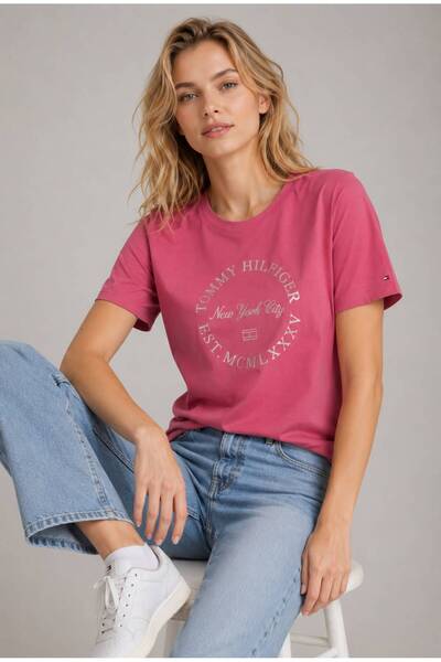 Tommy Hilfiger Desen Baskılı Kadın T-Shirt
