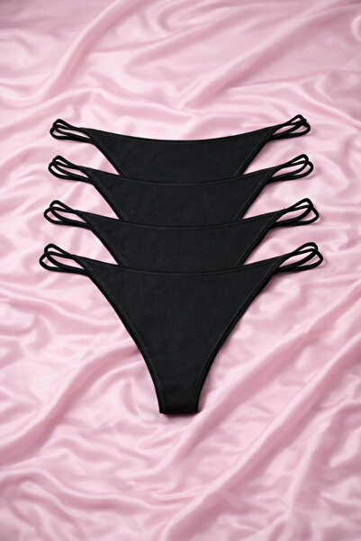 TAŞDELEN AVM Green Underwear, Black Cotton Briefs, 4-Pack
