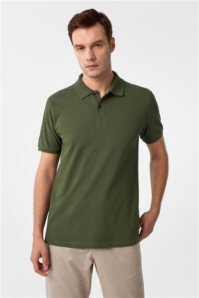 SÜVARİ Haki Slim Armürlü Polo Yaka Tişört