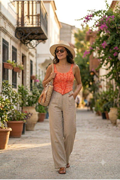 mellox Kadın Kare Yaka Askılı Crop Top Body