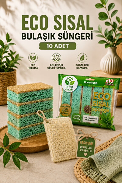 DUFF CLEAN 10’lu Bulaşık Süngeri Seti + Doğal Kabak Lif (Bulaşık İçin) | Doğa...