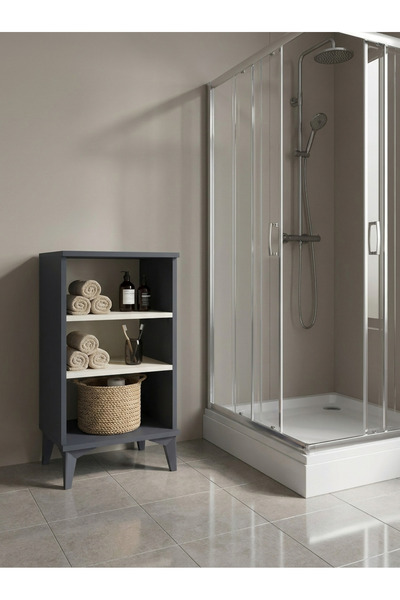 Dienni Arges Komodin 2 Raflı Çok Amaçlı Banyo Ofis Rafı 44x30x80 Çam-Çam