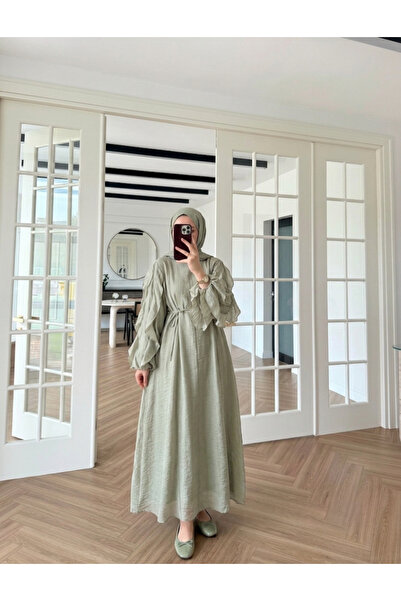 nizzell Kadın Kolu Fırfırlı Modal Elbise