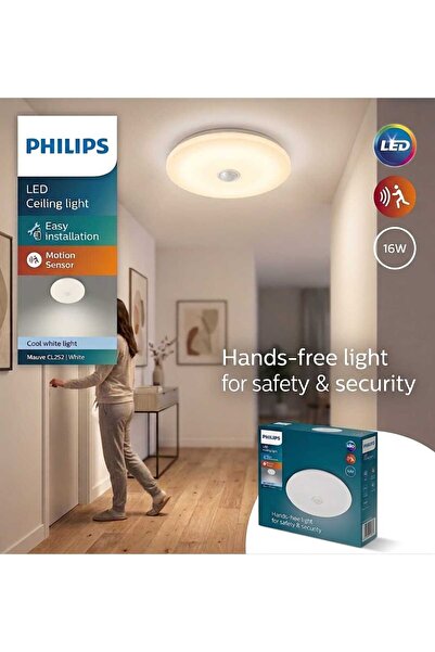 Philips 16W Mauve CL252 2700K Sarı Işık Sensörlü Tavan Armatürü