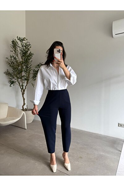 Bade Butik Tamnoplave šalvar pantalone sa elastičnim strukom