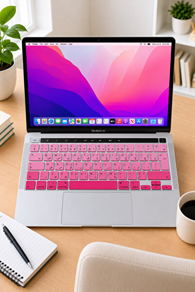 Mcstorey MacBook Pro Uyumlu Touch Bar UK Arapça Klavye Koruyucu Silikon İnce ...