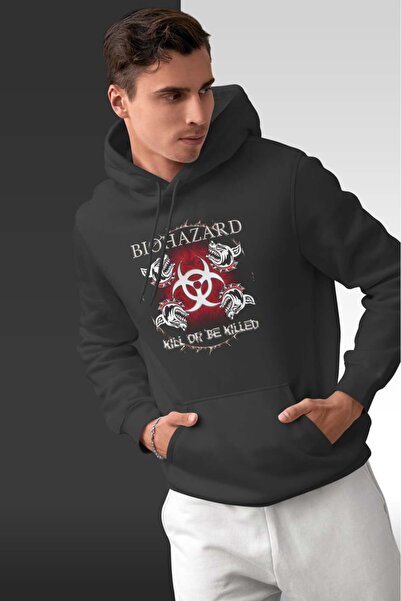 buzagi tasarım ürünleri Biohazard Oversize Hooded Unisex Sweatshirt