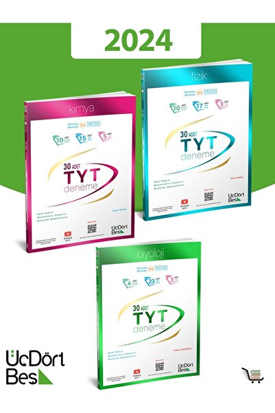 Üç Dört Beş Yayıncılık 345-2024 Model TYT Fizik-Kimya-Biyoloji Deneme Seti To...