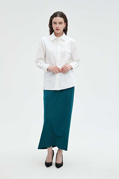 Nichii Women's Solid Button-Up Long Sleeve Shirt