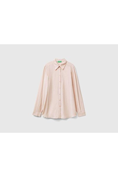 United Colors of Benetton Women's Long Sleeve Classic Collar Button-Up Shirt