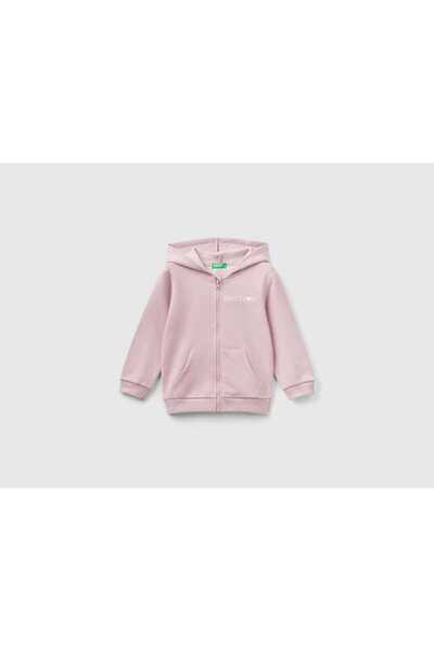 United Colors of Benetton هودي بناتي بأكمام طويلة وسحاب
