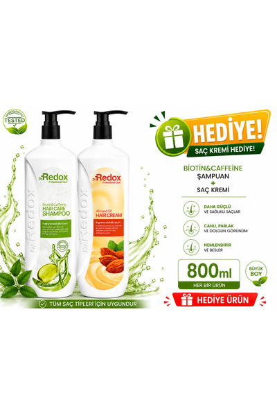 DR REDOX مجموعة هدايا البيوتين والكافيين (800 مل) + بلسم الشعر (800 مل)