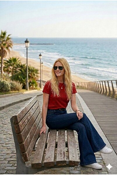 hies Dark Blue Color Jeans, Spanish-Style High Waist Lycra Denim Pants