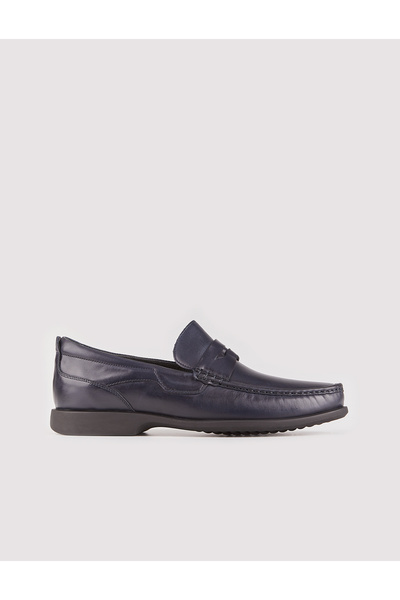 Cabani Mocasini din piele naturala albastru bleumarin Pantofi casual pentru b...