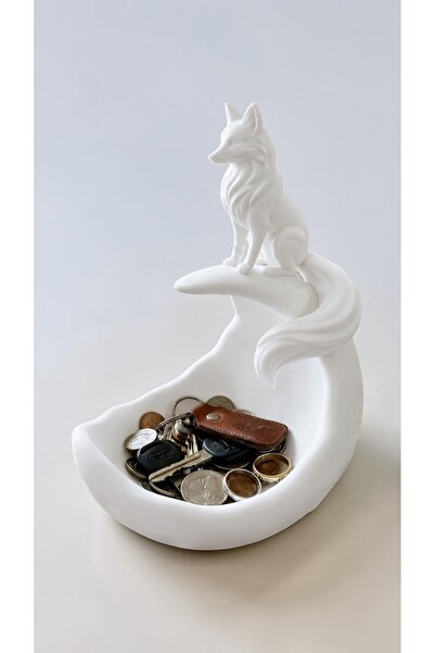 Belupa Decorative Keychain and Jewelry Tray with Wolf Figure Desktop Organizer
