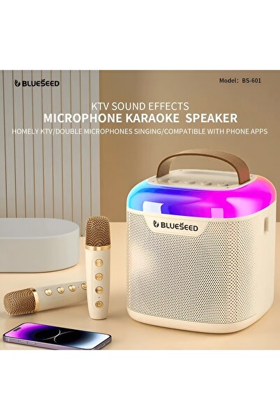 blueseed BS-601 BLUETOOTH WIRELESS SPEAKER & KARAOKE MICROPHONES 13W - BEYAZ