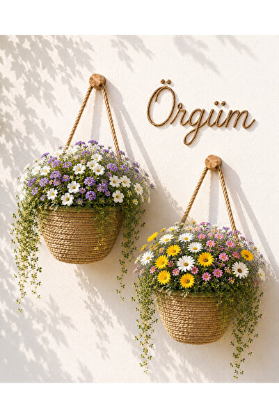 ÖRGÜM Coș Mini Decorativ 2 bucăți Coș cu flori artificiale 12x10 cm PLANTELE ...