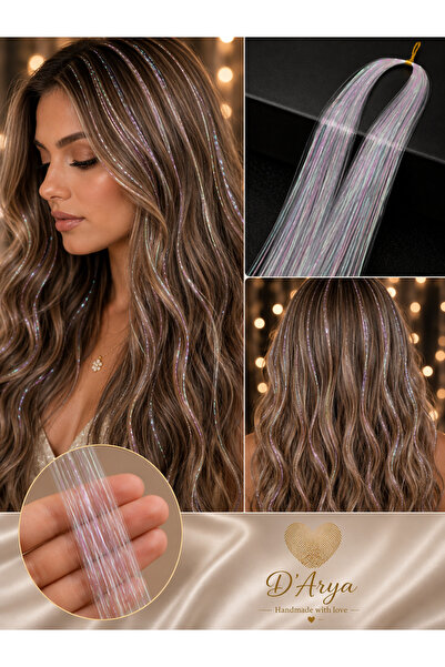 Darya DD290 Işıltışı Pembe Beyaz Tinsel Saç Işıltısı - Pink Shinning White Au...