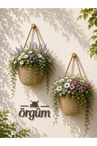 ÖRGÜM Coș decorativ Mini ghiveci pentru flori Coș multifuncțional 12x10 cm (P...