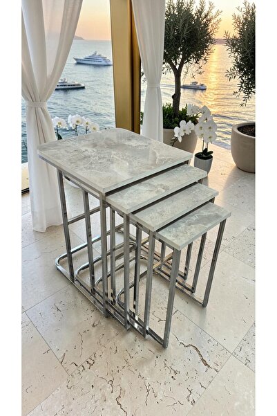 metallion HELEN SERİSİ LAK PANEL 1.SINIF MDF TABLA 1.SINIF METAL AYAKLI 4'LÜ ...