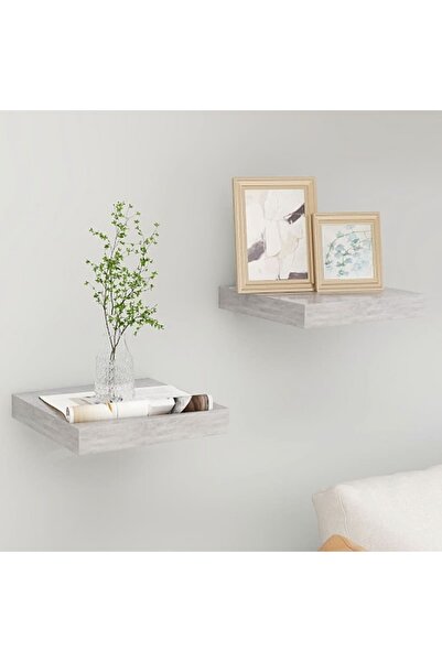 Concept Rafturi perete suspendate 2 buc. gri beton 23x23,5x3,8 cm MDF