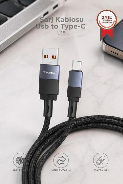Torima Şarj Kablosu Usb to Type-C Data Kablo U18 Siyah