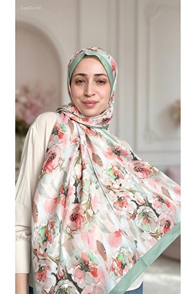 Lunara Scarf %100 Pamuk Şal | Çiçek Desenli Kaymaz, İç Göstermeyen Günlük Şal