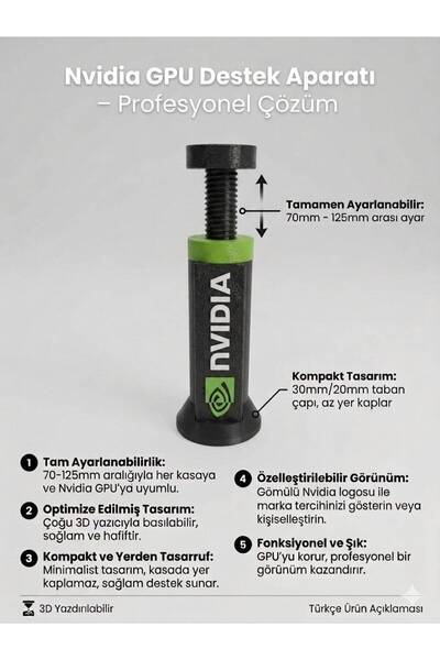 Ayarlanabilir Ekran Kartı Destek Aparatı (GPU Support Bracket) / Yeşil