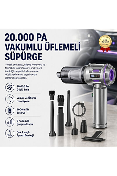 hızlı store 20000PA 6000mAh 100W Toz Üfleme ve Süpürge Ev / Araba / Ofis Süpü...