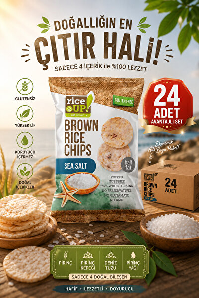Rice Up Rıce Up Brown Rice Chips Sea Salt 60gr*24 Adet