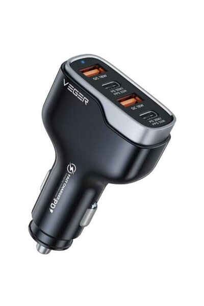 Veger 2x USB-A QC3.0 + 2x USB-C PD 120W Negru