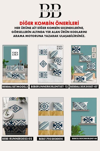 Belle Benoit Rectangular 30x50 2-Piece Double Sided Printed Blue White Design Pillowcase Throw Pillow Cover Set