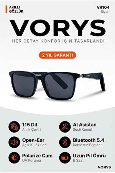 VORYS VR104 Yapay Zeka Akıllı Gözlük 115 Dil Çeviri Bluetooth Açık Kulak Müzi...