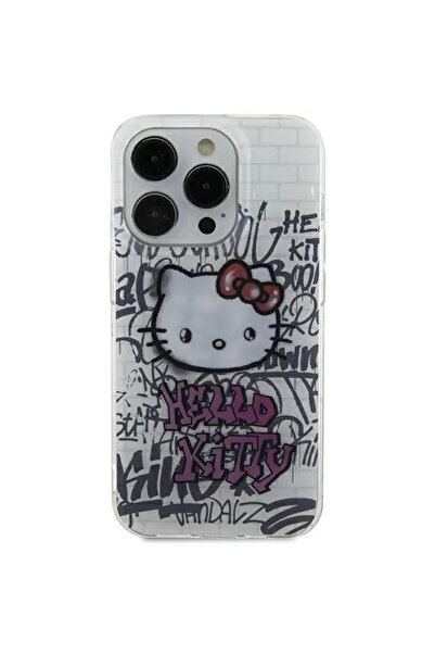Hello Kitty Husă IML Kitty On Bricks Graffiti pentru iPhone 15 - albă