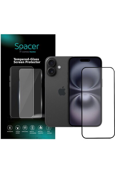 Spacer FOLIE STICLA pentru Iphone 16, grosime 0.3mm, acoperire totala ecran, ...