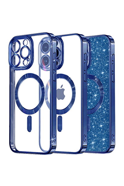 Techsuit Husă pentru iPhone 13 Pro - Luxury Glitter MagSafe - Albastru Intens