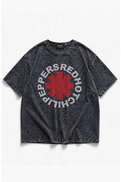 Fuddy Moda Unisex Red Hot Chili Peppers εμπριμέ πλενόμενο μπλουζάκι, ρετρό μπ...
