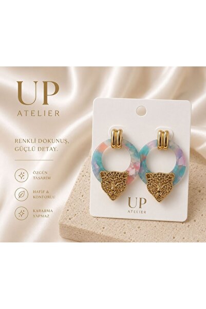 Up Atelier Pink Blue Leo Earrings