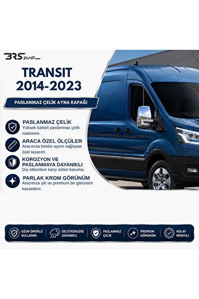 ServetDizaynOto Ford Transit Uyumlu 2014-2023 Krom Ayna Kapağı 2 Parça Paslan...