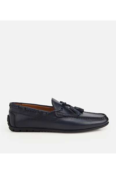 Hotiç Erkek Deri Lacivert Püskül Dikiş Detaylı Klasik Loafer